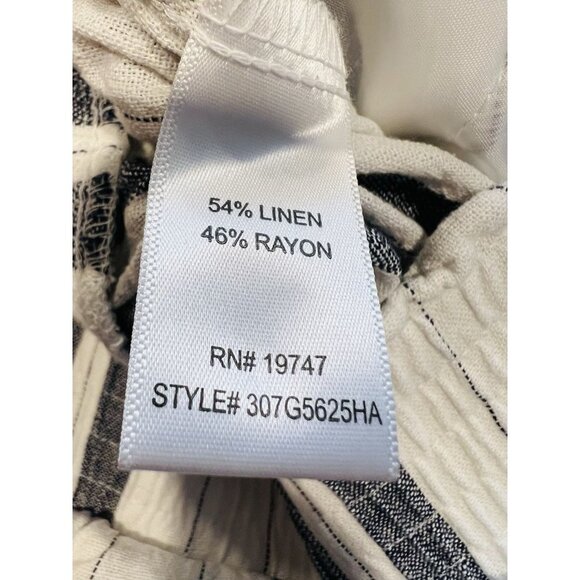 Land 'n Sea Women’s Black Wide Striped Linen Blend Wide Leg Pants Size XL - Picture 7 of 8